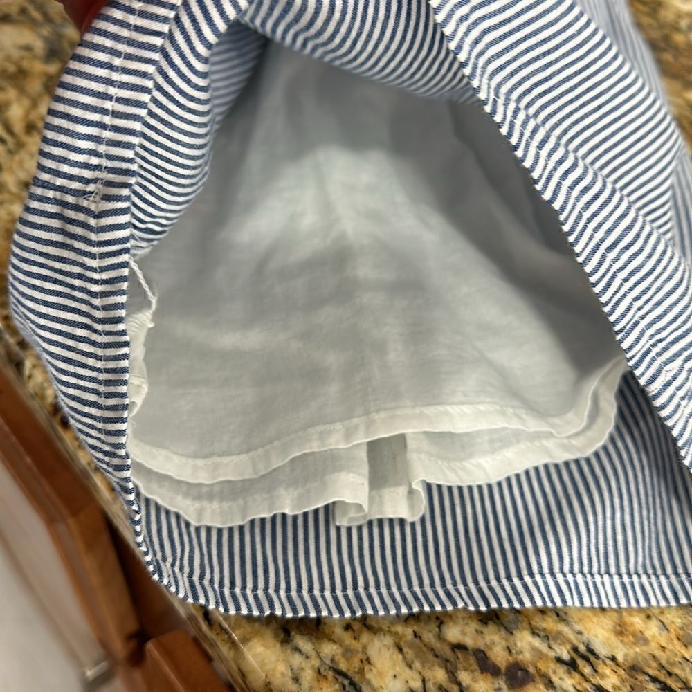 Vineyard Vines Cotton White And Blue Striped Wide Leg Ankle Pants Size 10 - Picture 6 of 10